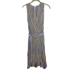 Missoni Knitwear Dress | Sleeveless | Waist Tie | Size 2 | Blue Yellow | Stripes